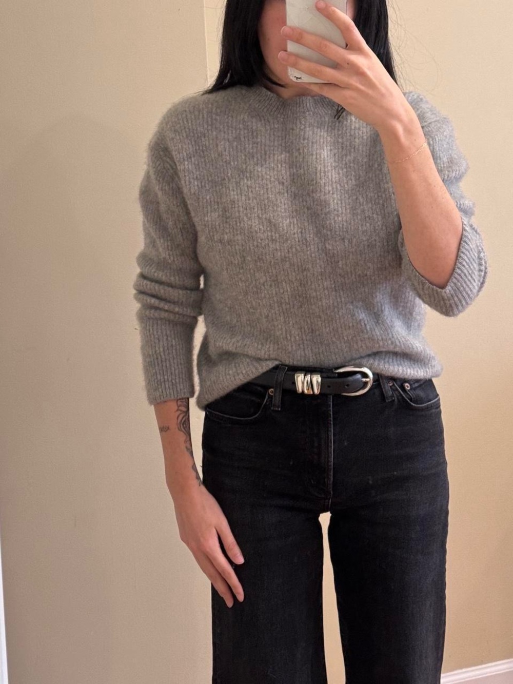 360 Cashmere Heather Grey Crewneck Sweater